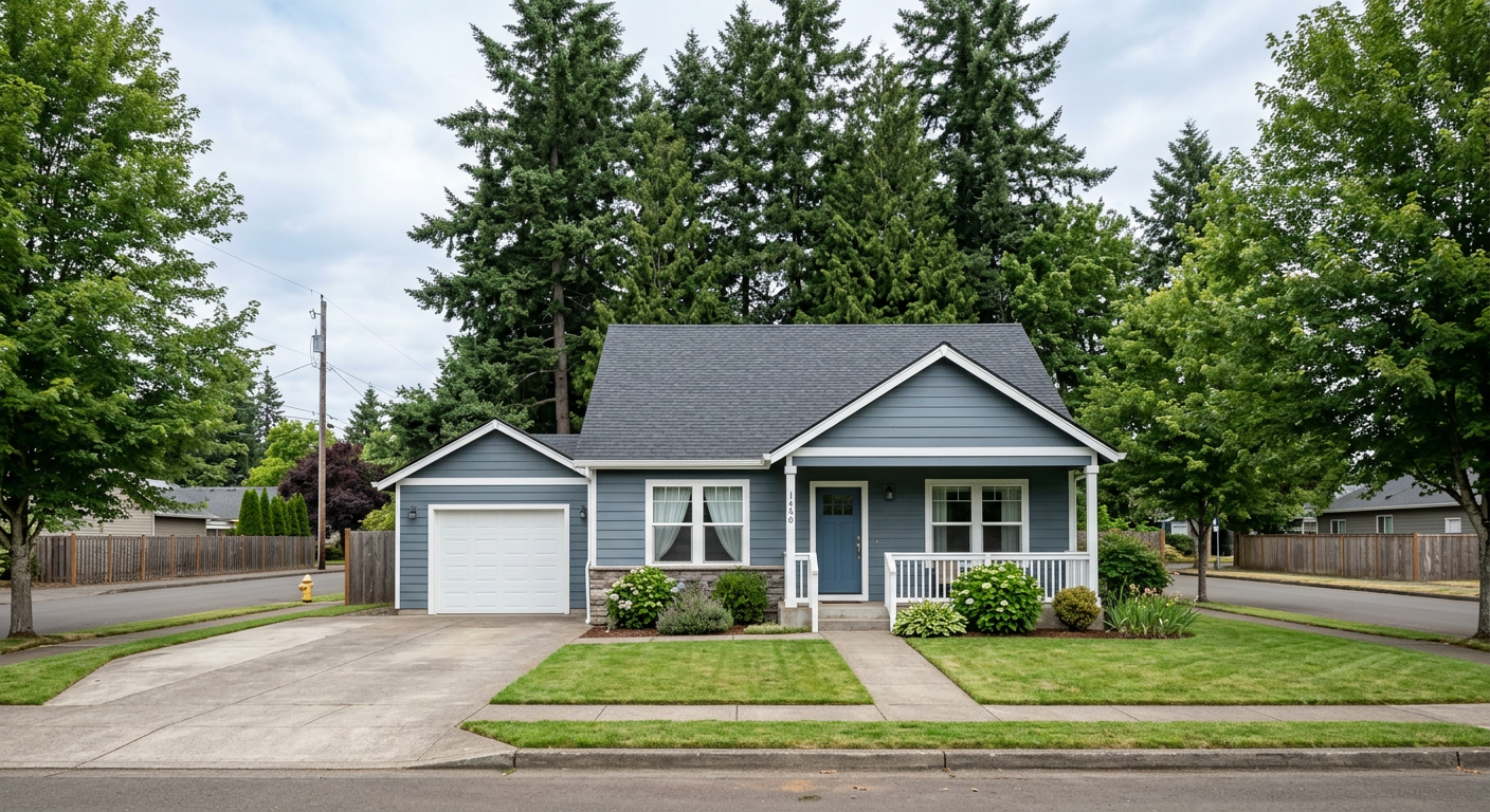 A quiet single-story house on a tree-lined Salem street, the kind of property HomeShield checks in on