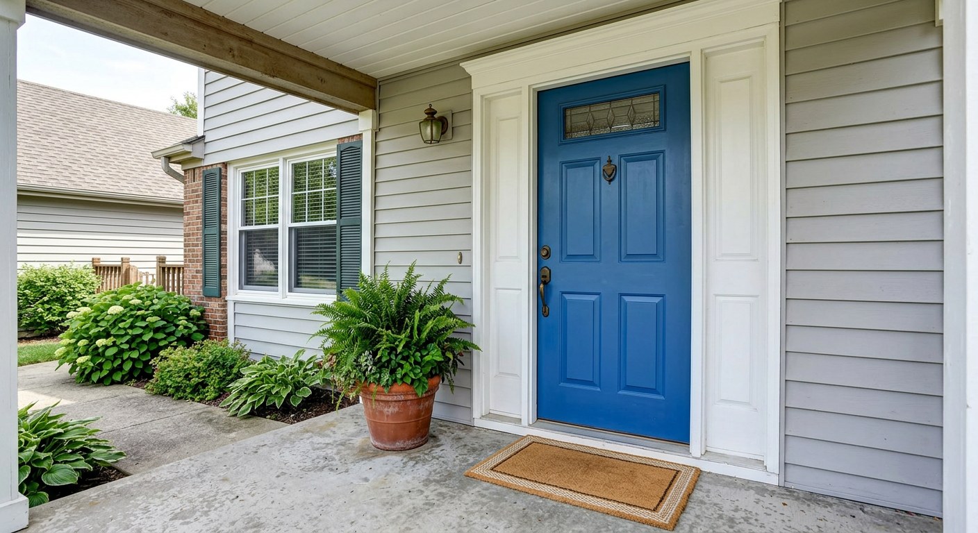 Sample photo from a HomeShield visit report showing the exterior