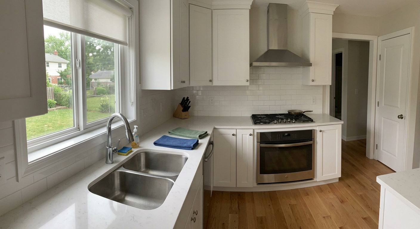 Sample photo from a HomeShield visit report showing the kitchen